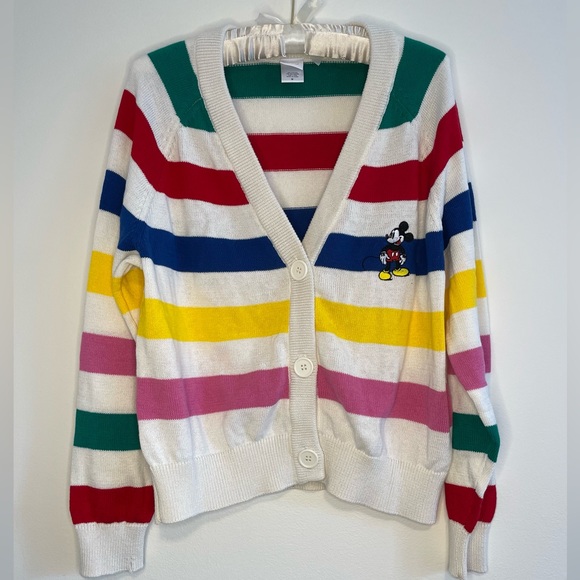 NWOT Disney Mickey Mouse Colorful Striped Cardigan - Picture 1 of 4